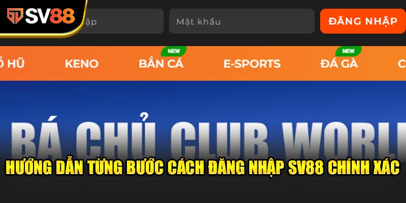 Hướng dẫn từng bước cách đăng nhập SV88 chính xác